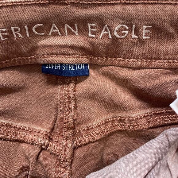 American Eagle Red Distressed Skinny Jeans Size 2 - Picture 2 of 5